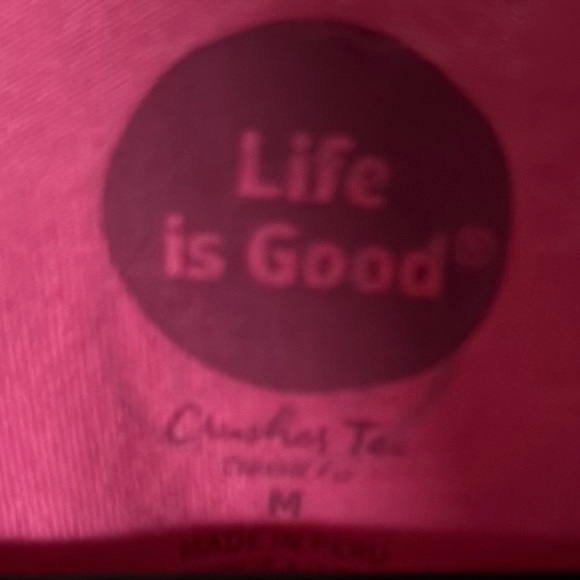Life Is Good Pink Long Sleeve Tee with Dog Graphic. Size Medium - Picture 2 of 5